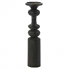 Artisan Wood Candle Holder - Casares Black