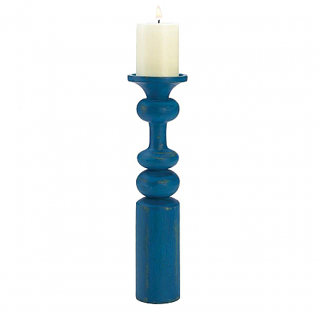 Artisan Wood Candle Holder - Casares Blue