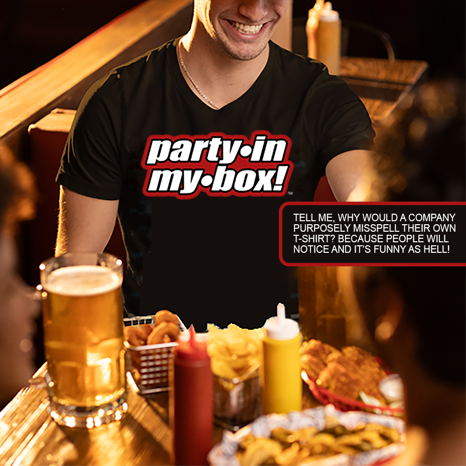 waiter wearing a Party&bull;in&bull;my&bull;box