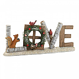 Rustic LOVE Sign with Christmas Wreath
