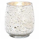 Distressed Silver Mercury Glass Candle Holder - 8 inches