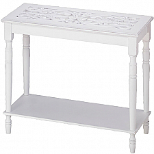 Distressed Look Carved-Top Table