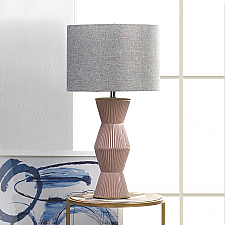 Gable Ridges Table Lamp - Pink with Gray Shade - Nikki Chu Collection