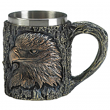 Rustic Carved-Look Eagle Mug with Stainless Steel Insert