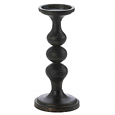 Artisan Wood Candle Holder - Carmona Black
