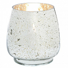 Distressed Silver Mercury Glass Candle Holder - 6.5 inches