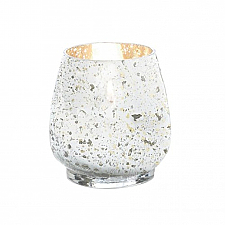 Distressed Silver Mercury Glass Candle Holder - 4.5 inches