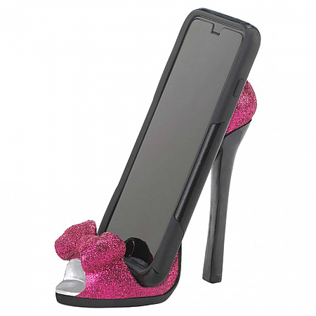 Sparkly High Heel Shoe Phone Holder - Pink Bow