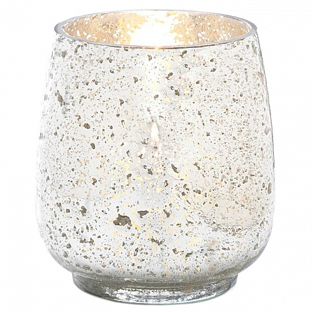 Distressed Silver Mercury Glass Candle Holder - 8 inches