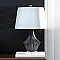 Blue and Porcelain Table Lamp with White Linen Shade - Nikki Chu Collection