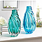Spiral Twist Art Glass Vase - Ocean Aqua