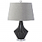 Blue and Porcelain Table Lamp with White Linen Shade - Nikki Chu Collection