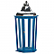 Blue Wood Candle Lantern with Stainless Steel Top - 24 inches
